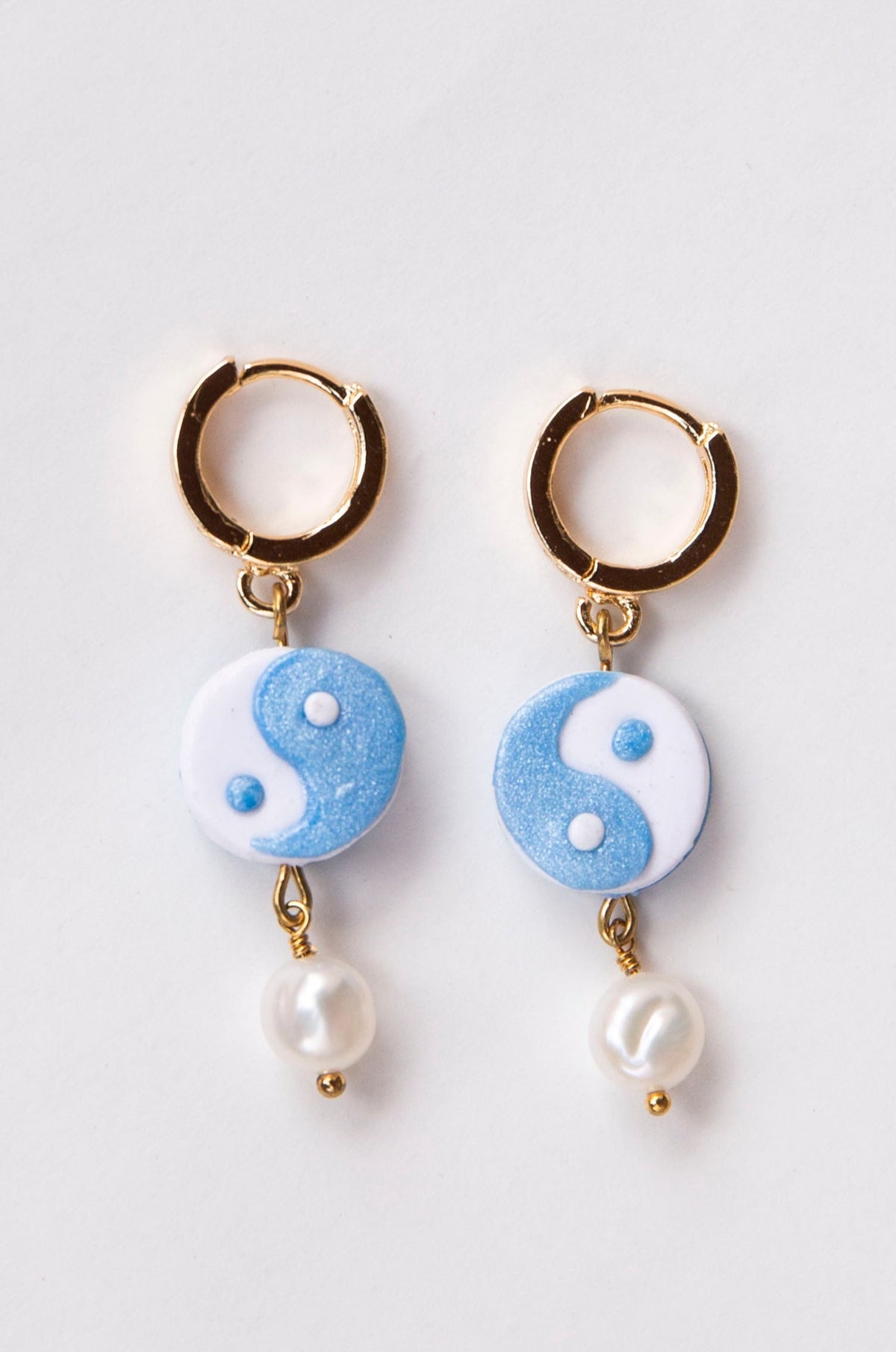 Pearla Earring, Freshwater Pearl & Vermeil Hoop (Baby Blue & White)