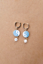 Pearla Earring, Freshwater Pearl & Vermeil Hoop (Baby Blue & White)