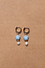 Big S Earring, Freshwater Pearl & Vermeil Hoop (Baby Blue)